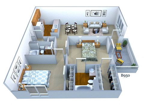 Floor plan for 2 beds, 2 baths, 1120 sqft